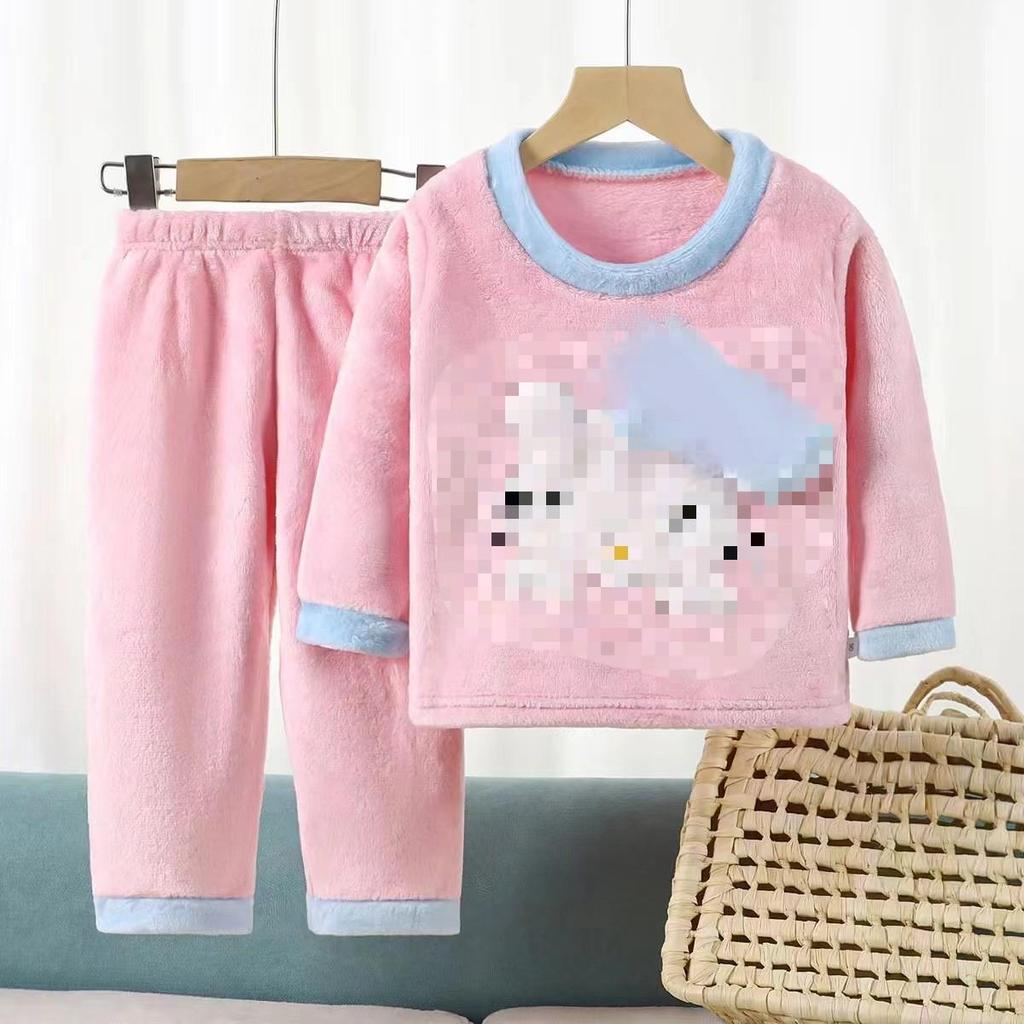 Thick Warm Flannel Pajama Set for Toddlers - Boys & Girls, Autumn/Winter Collection