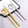 Korean Style Retro 304 Stainless Steel Flat Spoon and Hollow Chopsticks - Anti-Scald, Anti-Drop, Durable for BBQ.