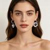 1 Pairs Chinese Style Imitation Blue And White Heart Ceramic Pendant Earrings Stainless Steel Ear Buckle Accessories