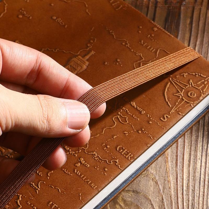 A5 Three-dimensional Embossed Iron Tower Retro Notebook Thick Paper Strap Hardcover Hand Ledger Diary Business Notes
