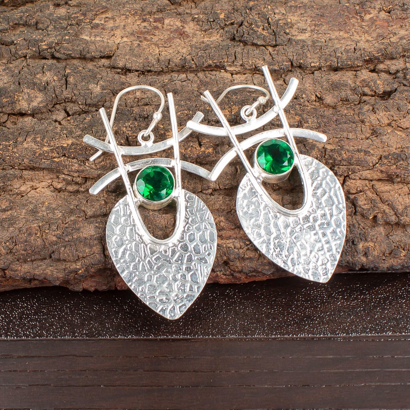 

Chrome Diopside Gemstone 925 Sterling Silver Jewelry Handmade Earrings 1.78 EE-64-1