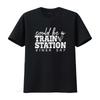 Women Casual T Shirt Could Be a Train Station Kinda Day Letter Crew Neck  Vintage Washed Homme Soft Stretched Stylish