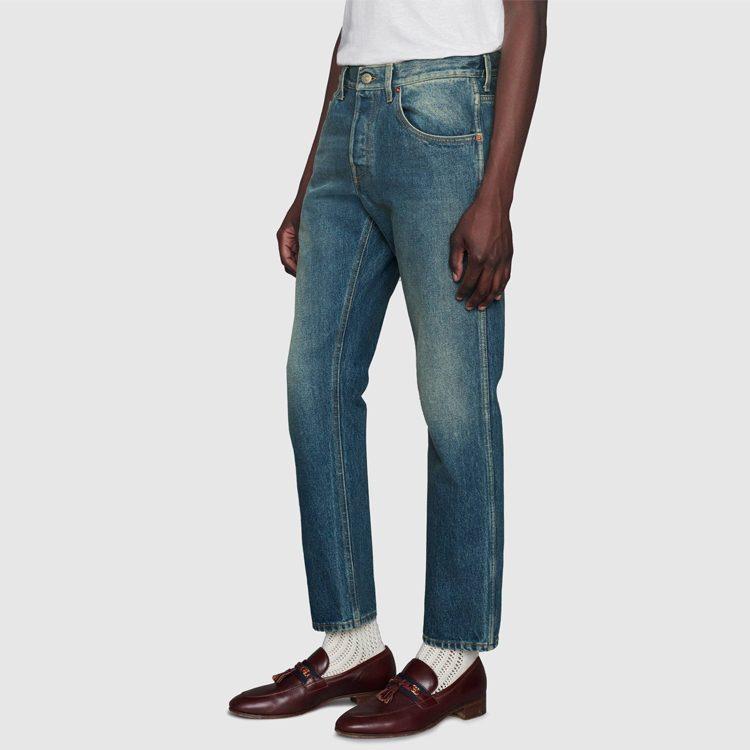 Gucci Tapered Fit Washed Marbled Denim Jeans 408637-XDBBQ-4011