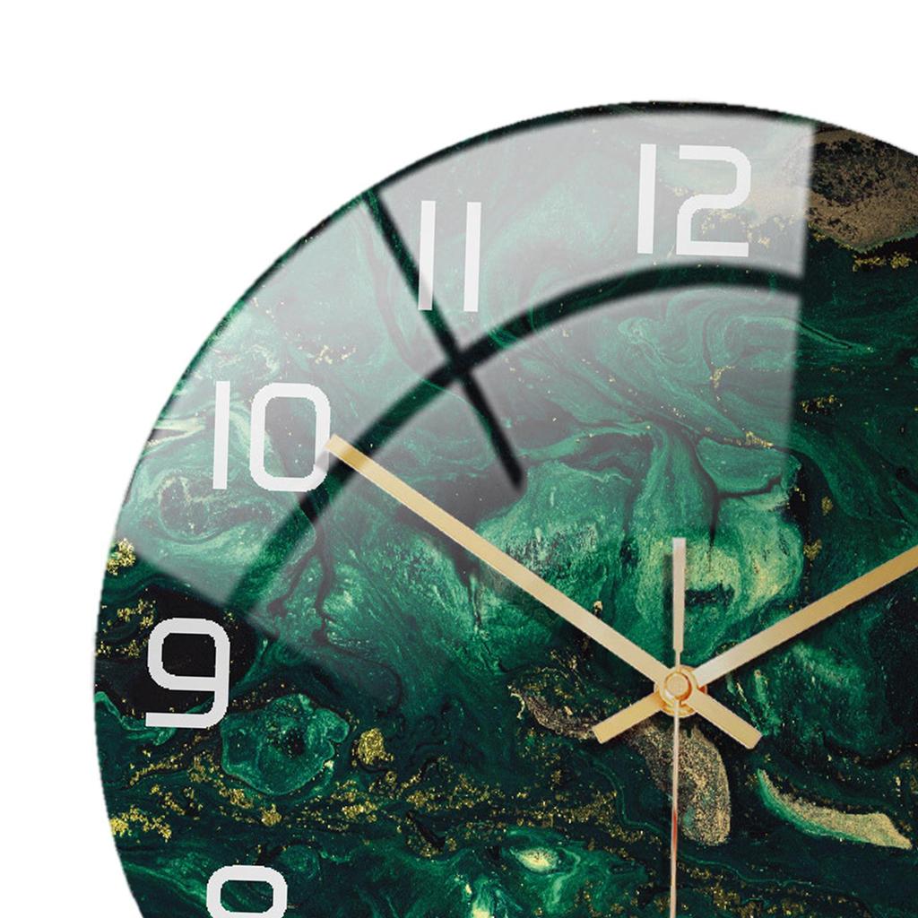 Non Ticking Battery Operated Round Wall Clock 12 Inches Modern Decorative Clock, Marbling
