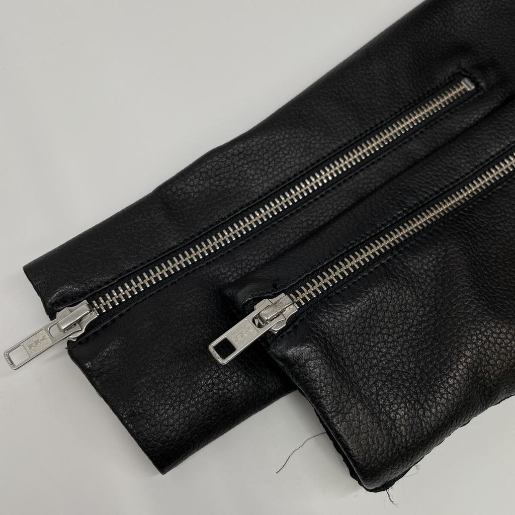 Helmut Lang Black Mixed Material Leather Double Rider's Jacket Jacket P blackUsed