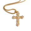 Yhpup Exquisite Shiny Cubic Zirconia Cross Classic Necklace Pendant for Women Stainless Steel Chain Temperament Jewelry Gift