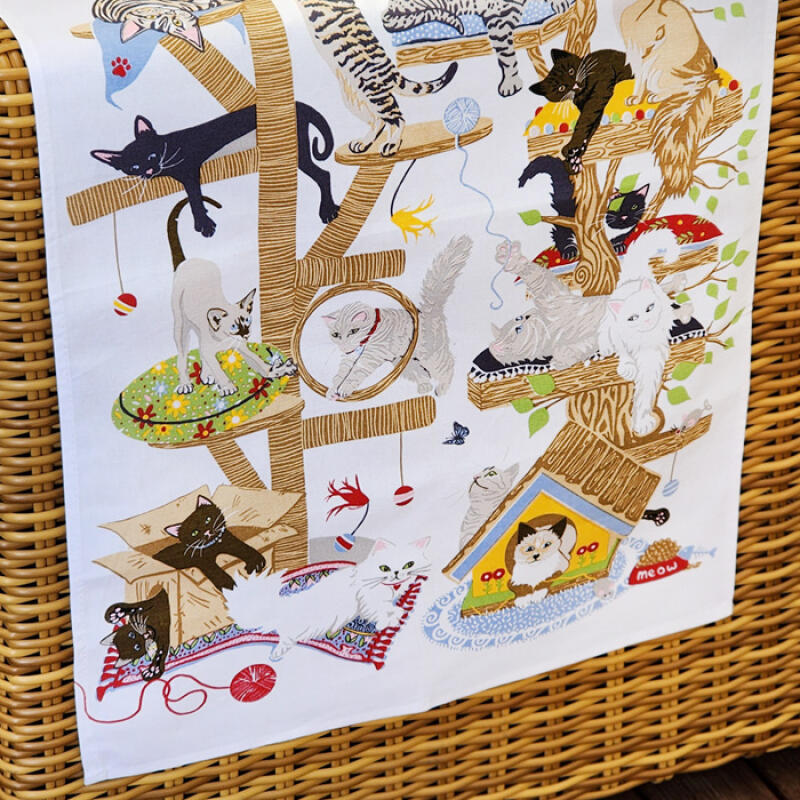 Katzenturm (Miau-Chaos) Leinen-Geschirrtuch
