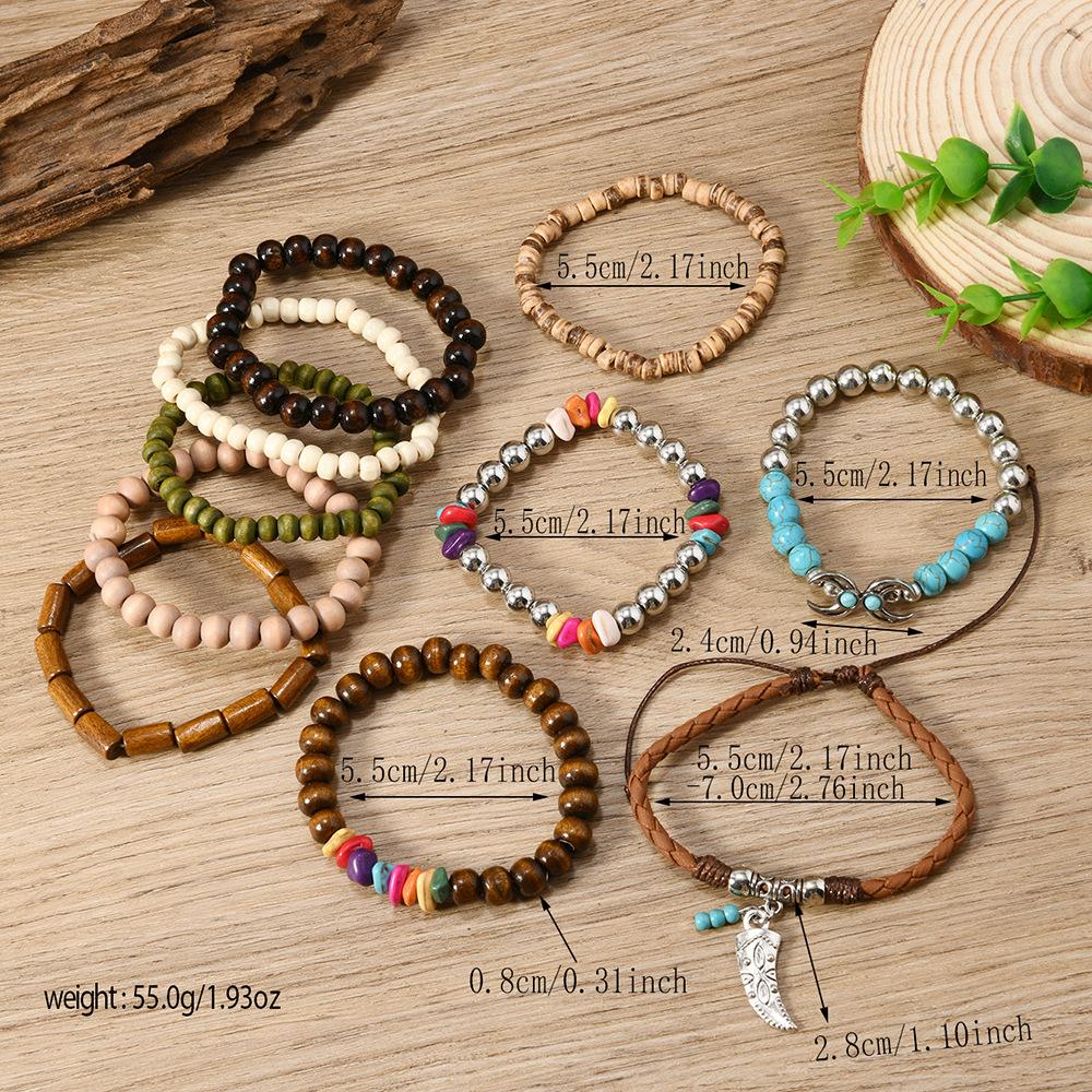 New Bohemian Multi-layer Beaded Elastic Wire Multi-piece Bracelet Bracelet