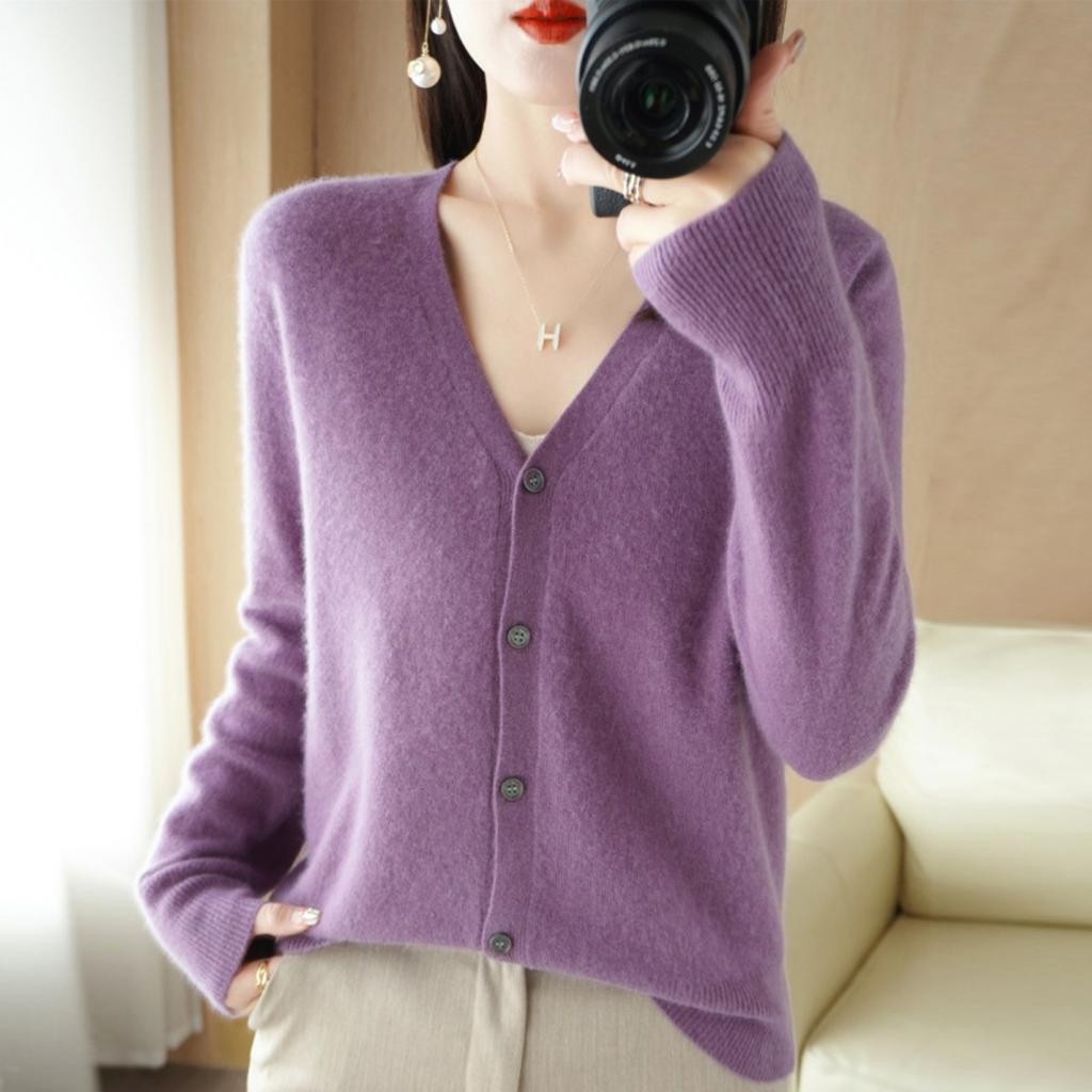 Autumn and Winter Cardigans, Women's Loose Plus Size Knitwear, Women's Tops, Long Sleeved Women's Sweaters