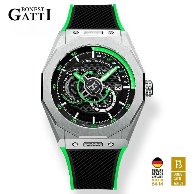 Bonest Gatti Watches Business, im Dunkeln leuchtende mechanische Uhr, wasserdichte Luxusuhr