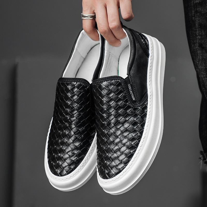 2025 Spring Autumn Shoes Mens Loafers Flat Genuine Leather Mens Casual Shoes Cool Street Style Male Footwear Slip-on Black