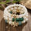 4pcs/set Ethnic Style Simulated Pearl Bracelets Adjustable Multilayer Hand Chain  For Women