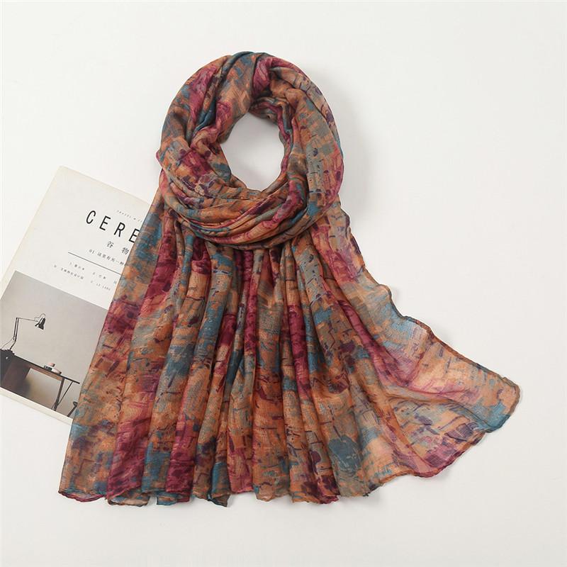 Autumn Fashion Oil Painting Floral Viscose Shawl Scarf High Quality Print Soft Pashmina Stole Wrap Snood Muslim Hijab 180*80Cm