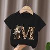 Mouse Leopard Letter A B C Name Print Unisex Women Tops Kids Tshirt Clothes Black Short Sleeve Black T Shirt