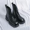 Korean Version Men's Classic Thick Soled Non Slip Comfortable High Top Boots Autumn Lace Up Business Casual Leather Boot
