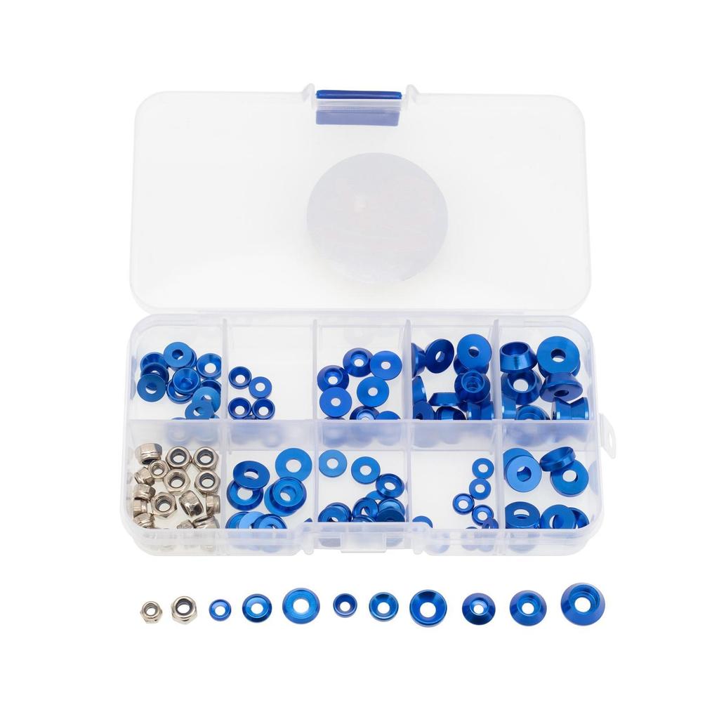M2.5 M3 M4 Aluminum Alloy Washers for Countersunk Round Head Screw Gasket Blue Color For 1/10 1/8 RC Car Accessories