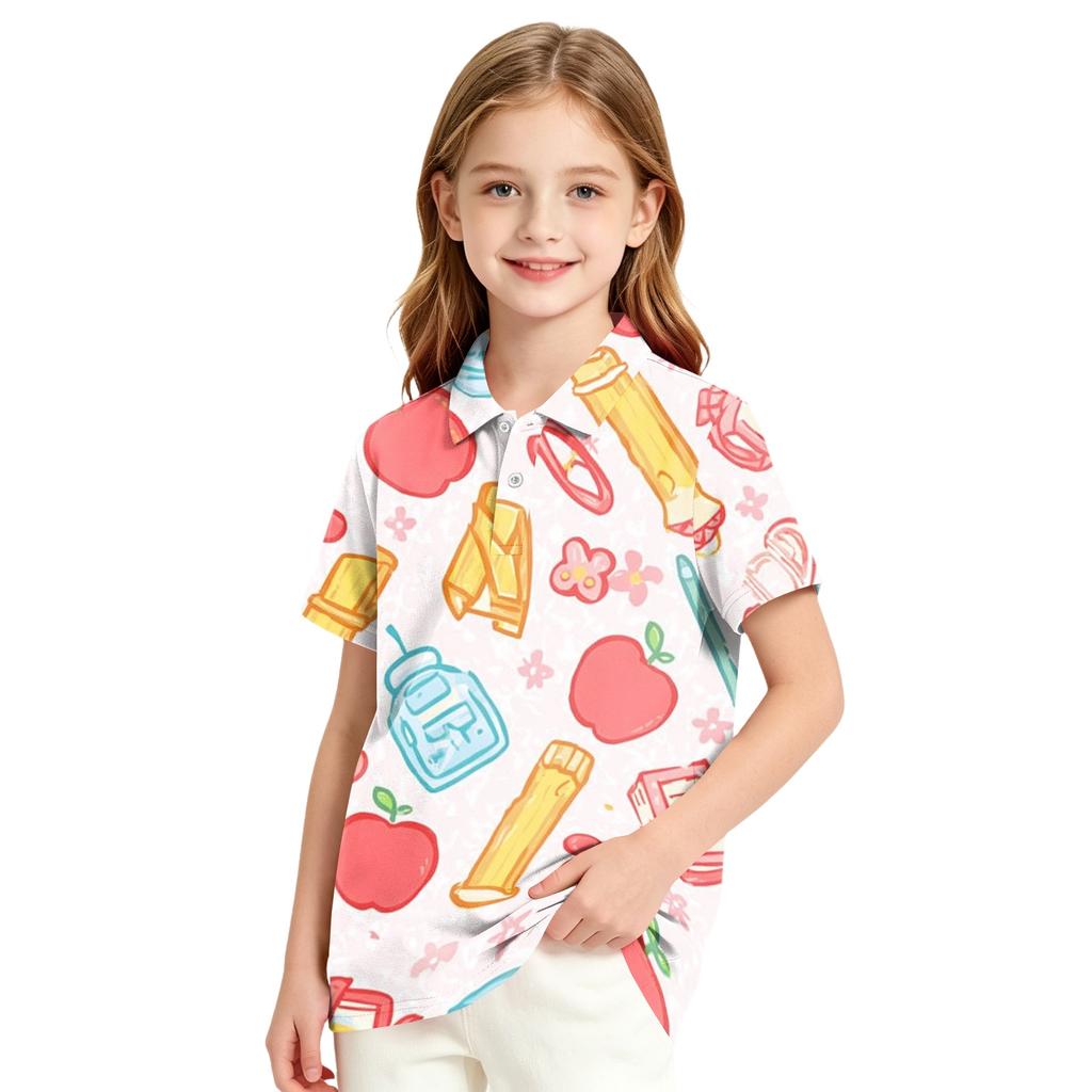 Girls' School Uniform Printed T-Shirt - Casual Top for Back To School Everyday Wear