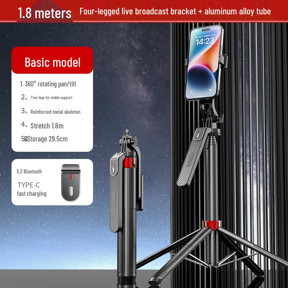 Mini Portable Bluetooth Selfie Stick with Gimbal and Floor Stand for Universal Phone Live Streaming