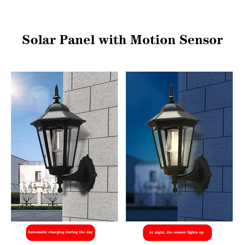 Solar Porch Lights Outdoor Motion Sensor, Exterior Front Security Lamps, Wall Lanterns With 3 Modes, IP65 Waterproof For Patio Fence Garage