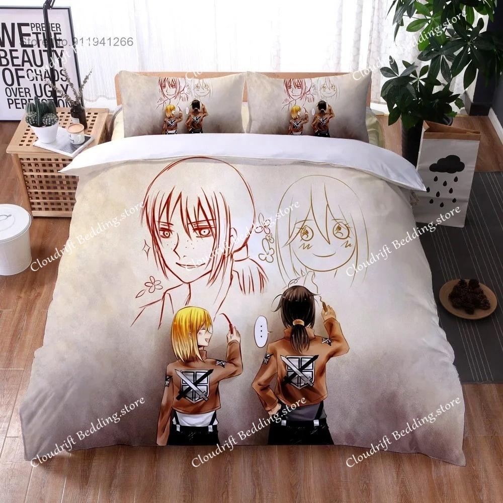 3D Druck Anime Attack on Titan Jungen Bettbezug Kissenbezug Flügel der Freiheit Kinder Bettwäsche Set Einzelbett Doppelbettgröße