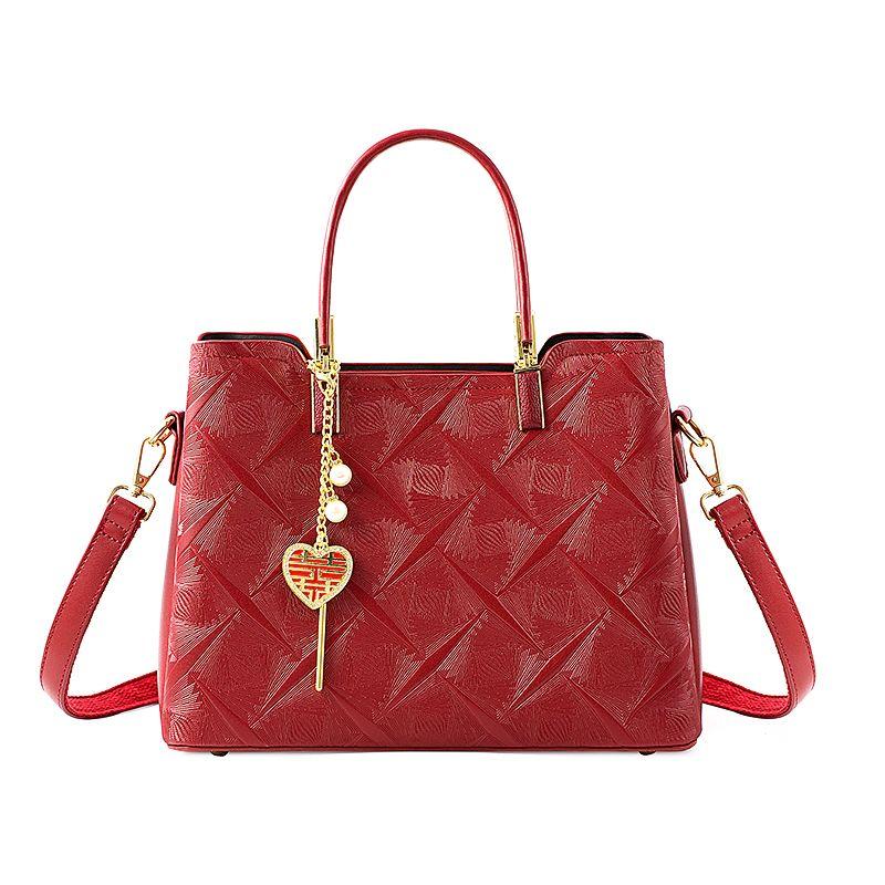 

Red Wedding Elegant Middle-Aged Mother Style Handbag Xixing Mans series Red