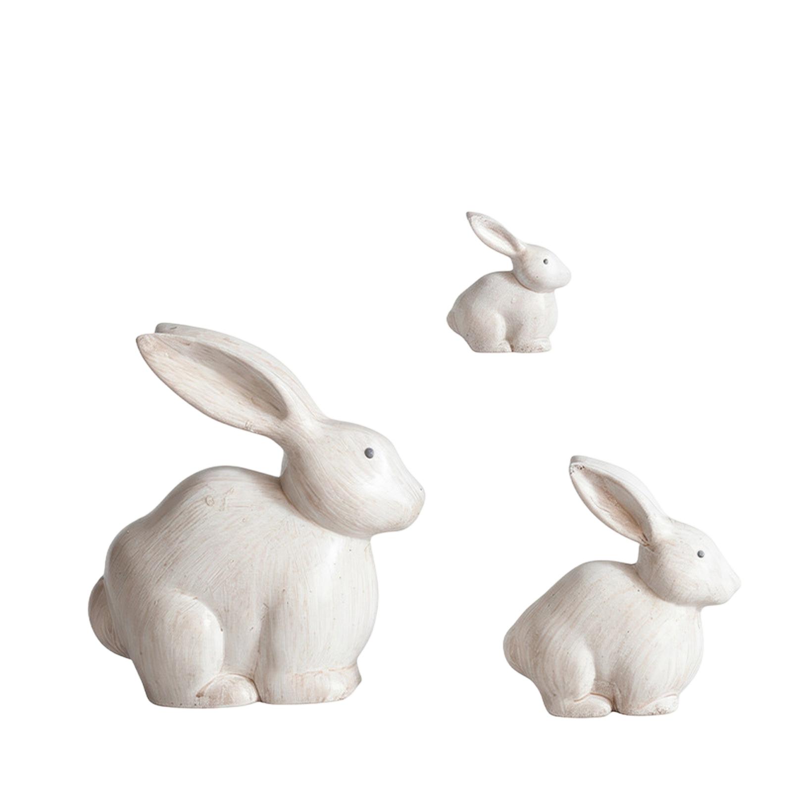 

Wooden Easter Bunny Lifelike Animal Sculpture Ornament Vintage Tale Gift One Size