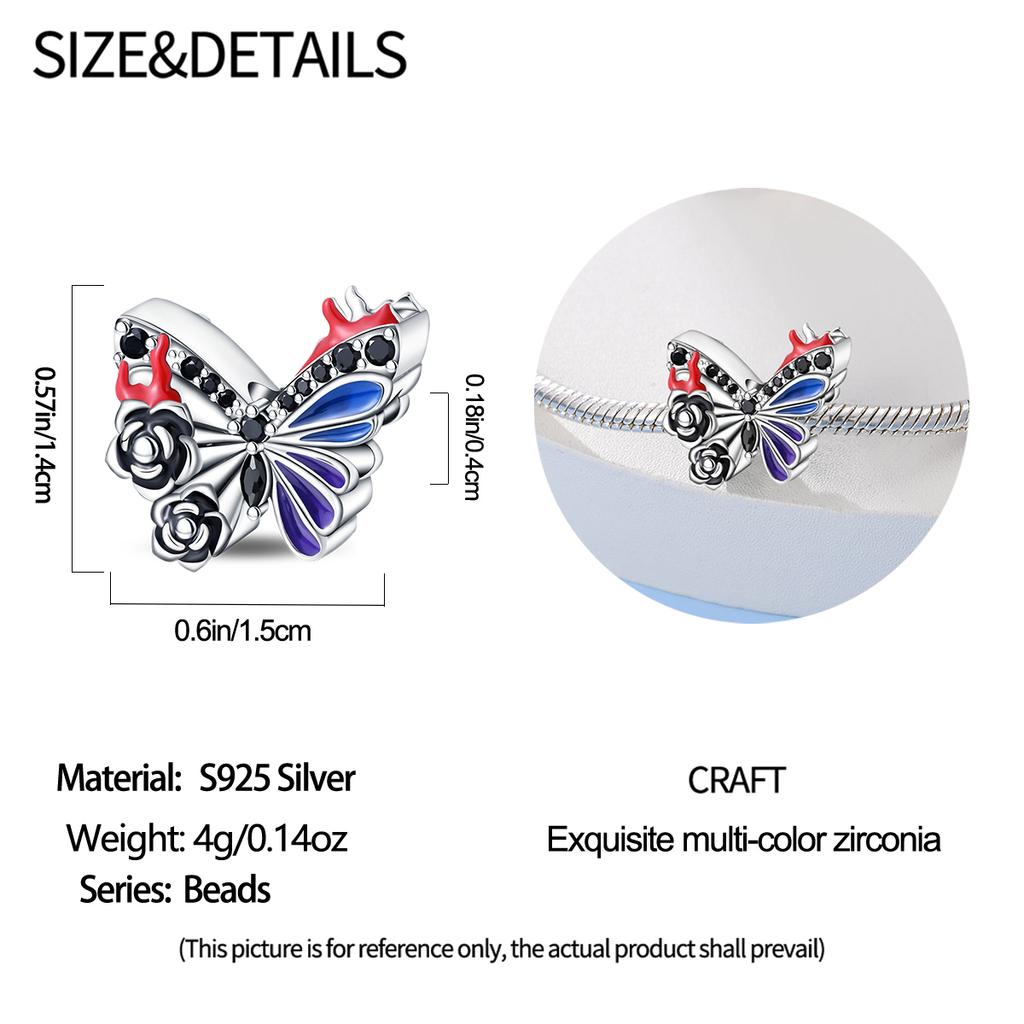 Original Charms Copper Blue Butterfly Beads Fit Bracelet Women Jewelry Making Diy Gift