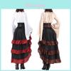 Costume Regina dei Pirati a Tema Gioco con Abito Lungo Arricciato per Appassionati di Cosplay