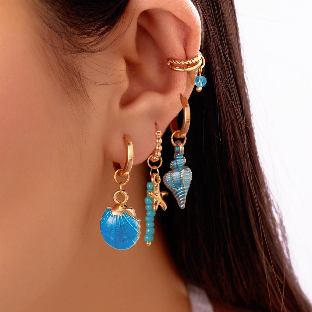 Marine Starfish Drop Earrings For Girls With Zinc Alloy Material Summer Gift