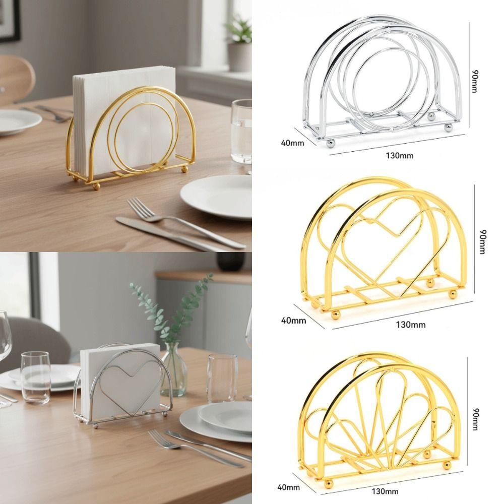 Creative Stainless Steel Iron Napkin Holder Modern Style Stable Paper Dispenser Rack Napkin Organizer Table Decoration
