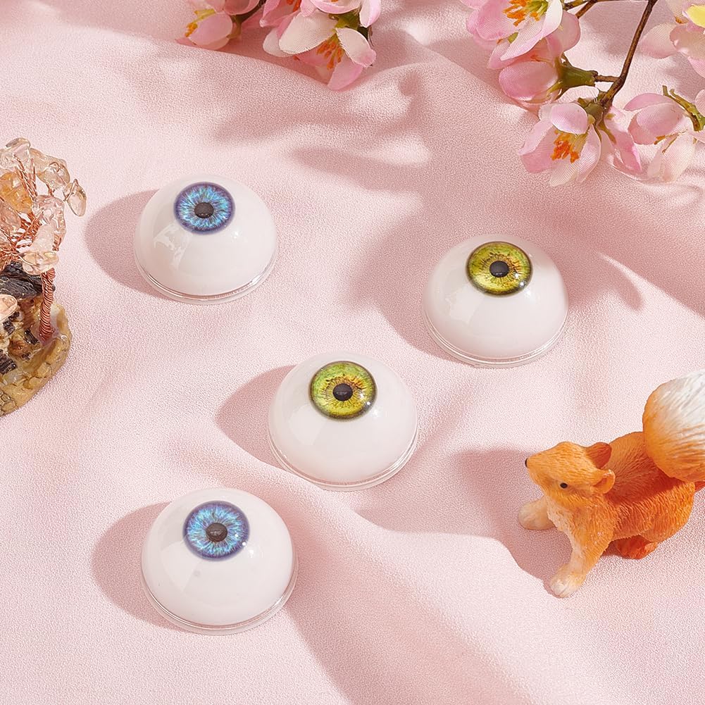 PH PandaHall 2 Paar in 2 Farben Gruselige Augäpfel, 1,25 Zoll Halbrunde Harz Bastelaugen Große Hohlaugen Bärenaugen für Halloween Party Dekoration Kunst