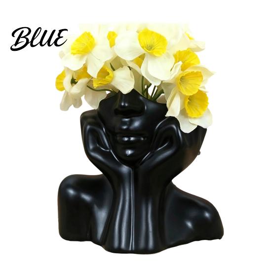 Minimalist Brush Storage Container Abstract Face Vase, Artistic Female Pen Holder, Makeup Office Supplies Organizer Modern Decorative Vase Centerpiece