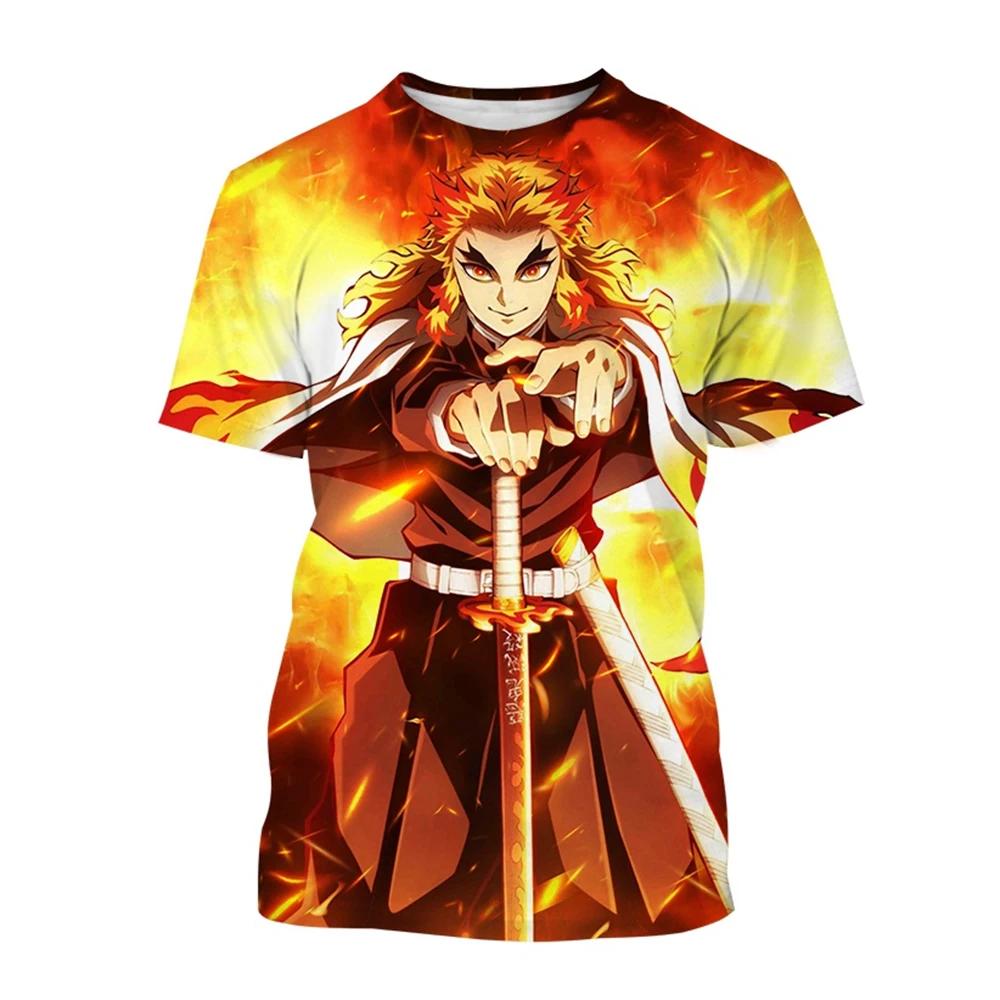 Hot Selling Anime Cartoon Characters of Rengoku Kyoujuru Hot Blooded Hip-hop Cool Street Personality 3D Printed T-shirt