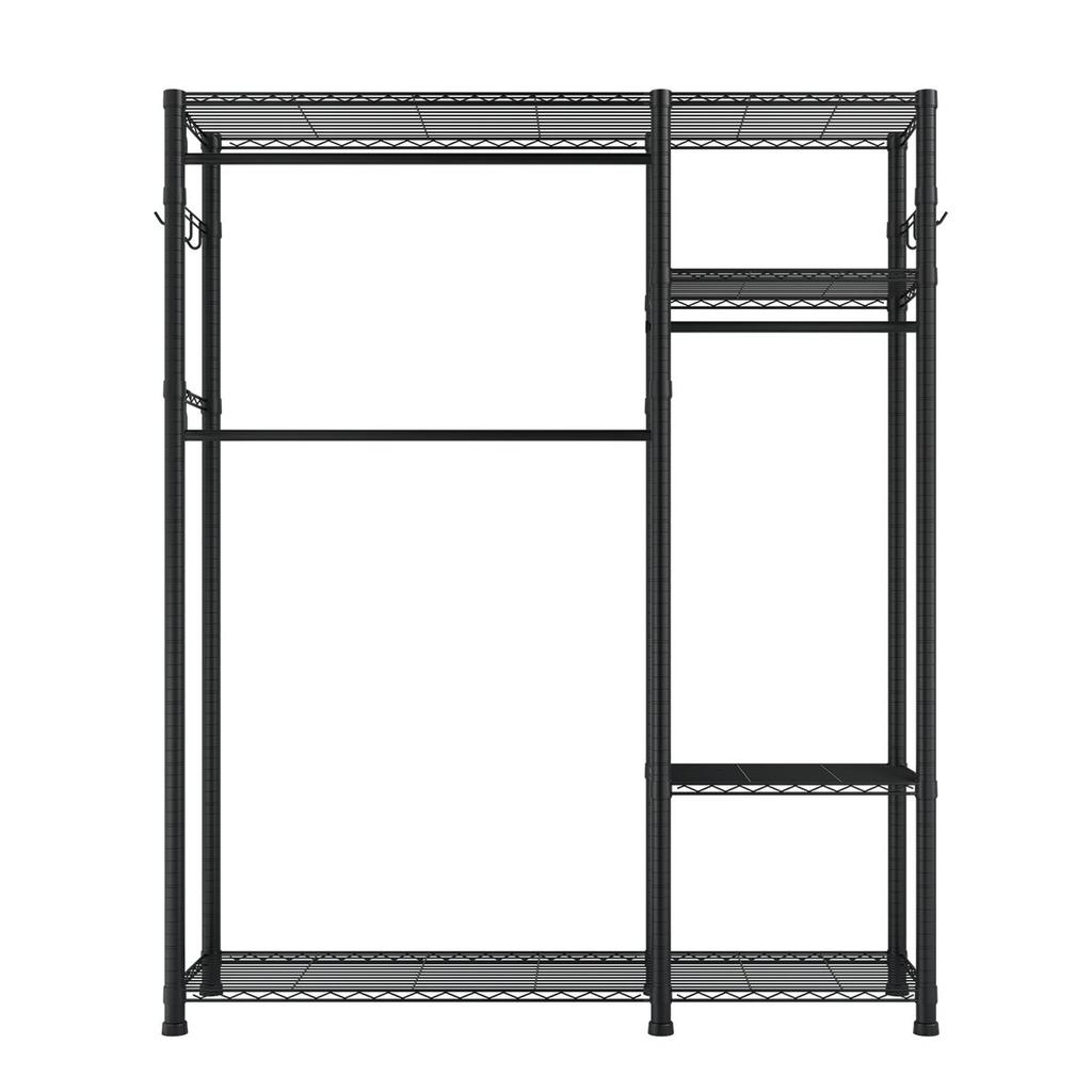 Clothing Garment Rack, Heavy Duty Clothes Rack, 6 Adjustable Tiers Clothes Racks with Steel Frame, 363 kg Load Capacity Closet Wardrobe with 3 Hanging