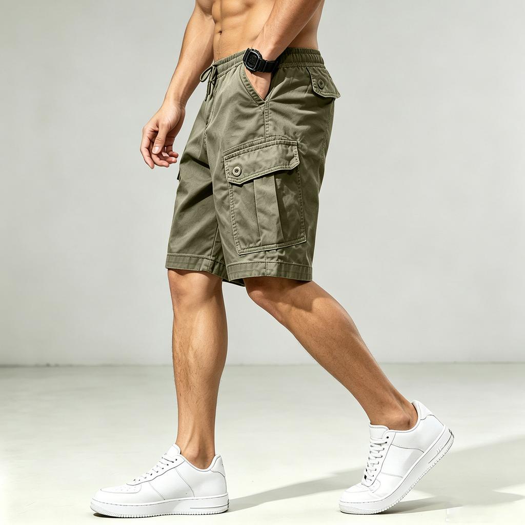Pantaloncini Cargo da Uomo con Tasche Multiple Casual Vestibilità Larga Lunghezza Media per Esterno Estivo