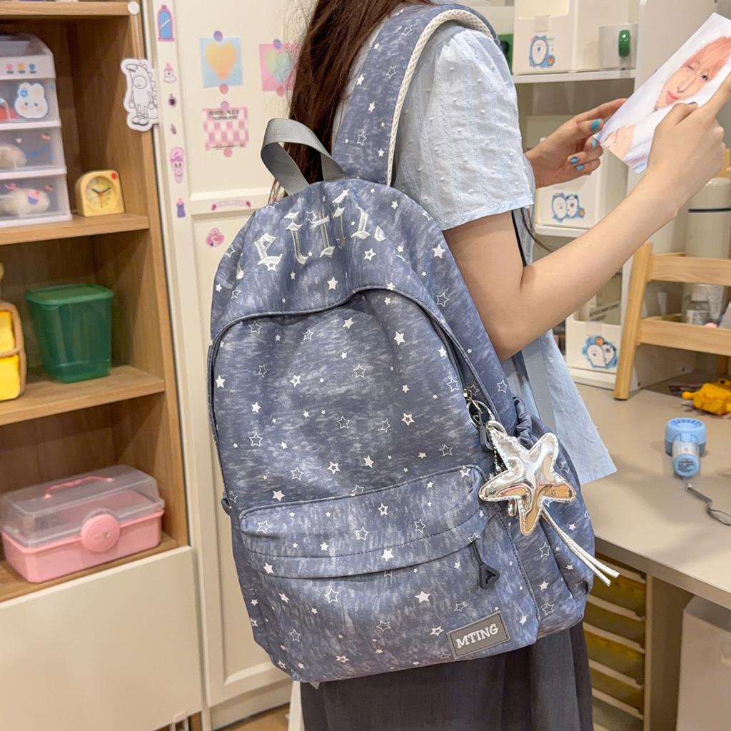 Schoolbag French cold fog tone star full of letters cartoon schoolbag girl school commute travel versatile backpack
