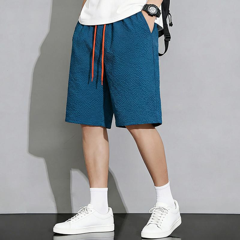 Men's Plus Size Bubble Fabric Sports Shorts, Loose Fit Drawstring Summer Shorts (5XL-12XL)