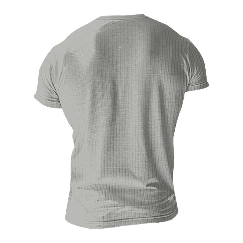 Men S Slim Fit Ribbed Henley Short Sleeve T Shirt Solid Color Casual Summer