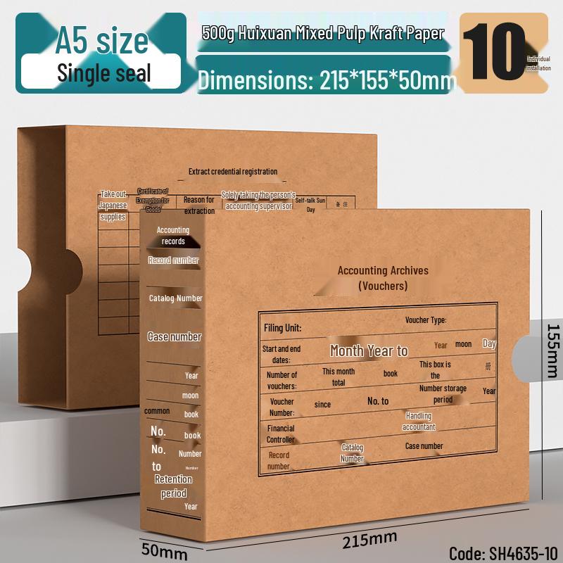 Accounting Voucher Storage Box for A4/A5 Invoices and Financial Documents