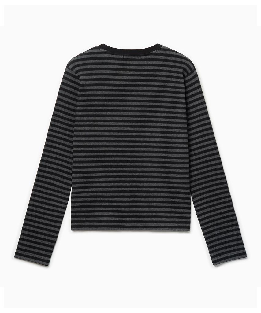 Dilleiopeu Note Collector Striped Long Sleeve T-Shirt [Black]