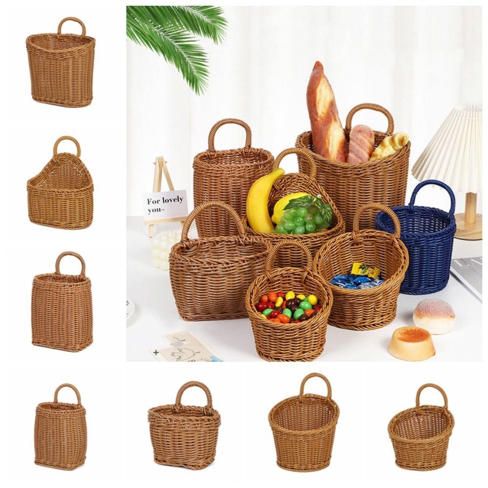 

Plastic Vegetable Fruit Storage Baskets Woven Wall Shelf Basket Kitchen Decoration K