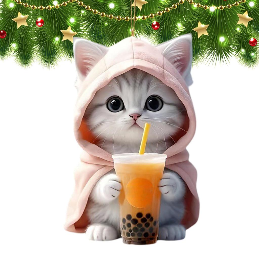 Ozdoba Dekoracyjna do Samochodu - Uroczy Wiszący Kot Akrylowa Zawieszka Zwierzęca | Mały Kociak