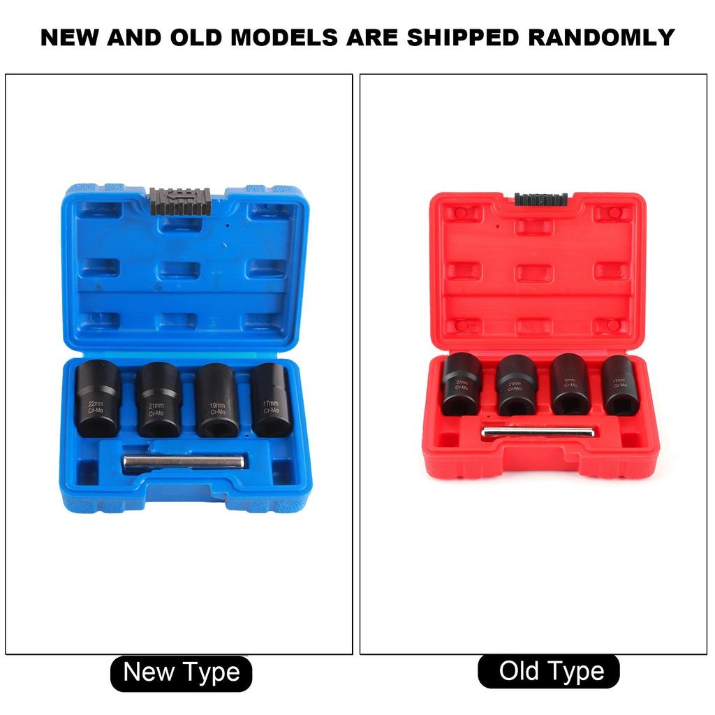 5pcs/set Damaged Nut Lock Remover 1/2in Drive Size Twist Socket Straight Bar Set