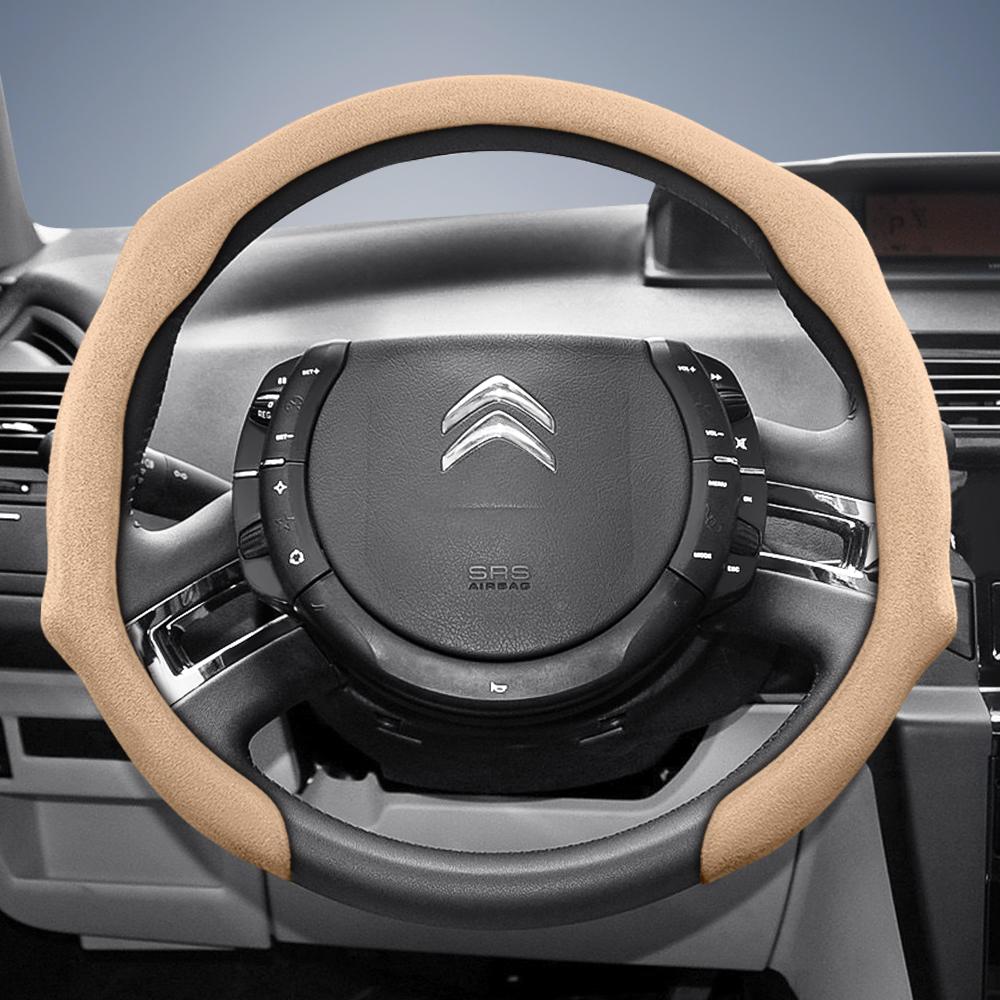 Suitable for Citroen Premium Suede Snap-On Steering Wheel Cover, Non-Slip and Durable, for C3 C4 X Berlingo C5 Aircross Jumper Spacetourer Ami X, Ava