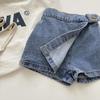 2023 Summer Girls' Denim Culottes: Korean-Style Button Shorts for Baby Girls