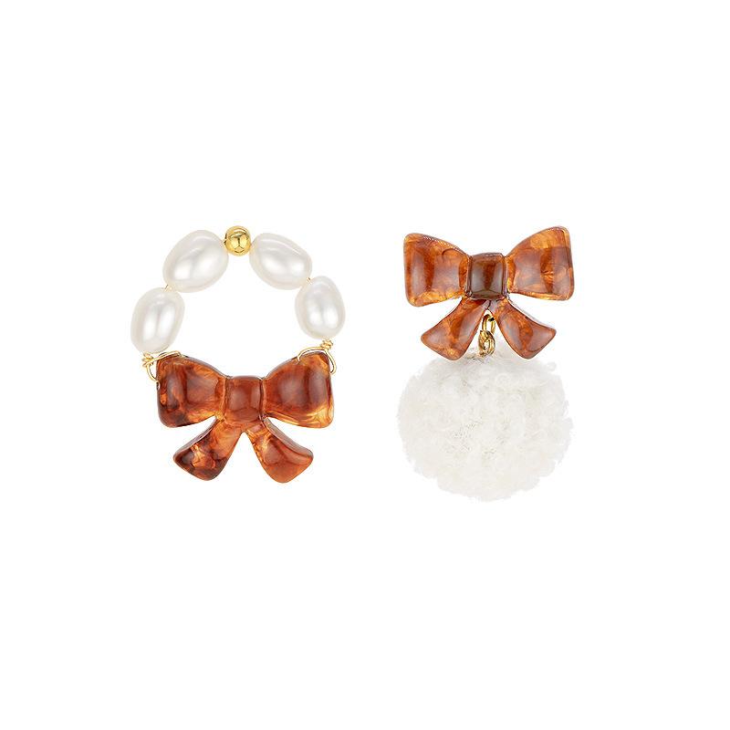 

Женские серьги Винтажные серьги с бантом из смолы Серьги с шариком из овечьей шерсти Жемчужные серьги Серьги