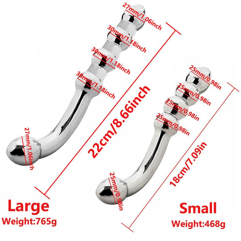 Stainless Steel Double Fake Dildo G Spot Anal Beads Butt Plug Metal Heavy Dildo Anal Plug Vaginal Female Sex Toy Women