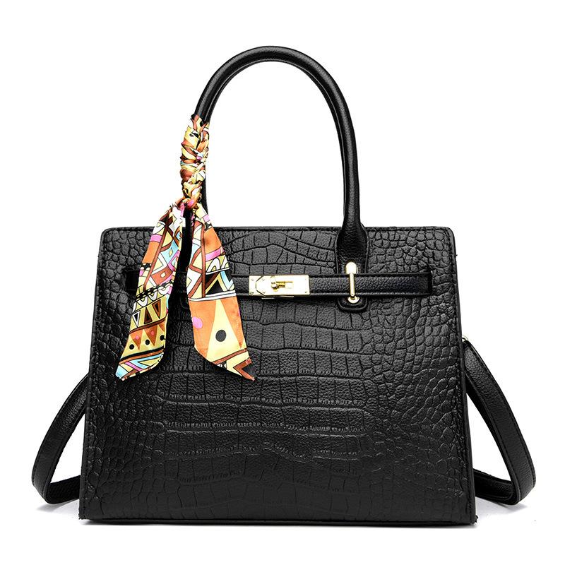 

Летняя женская сумка с каменным узором, однотонная, простая, ретро, большая емкость, на одно плечо, с косой пролетом чёрный
