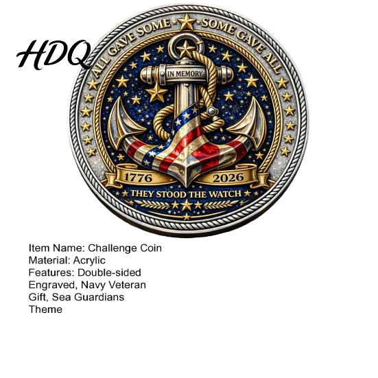 Collectible Challenge Coin Guardians of The Sea Coin They Stood Watch Souvenir Decoration Double-sided Engraved Gift for Navy Veteran Decorative