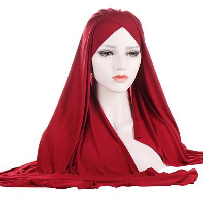Neu Mode Moslemisches Hijab Plissee Kreuz Schal Hut Kopftuch Turban Hijab